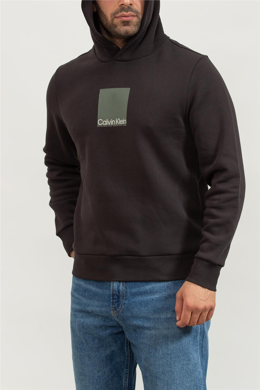 Calvin Klein Square Logo Erkek Kapüşonlu Sweatshirt