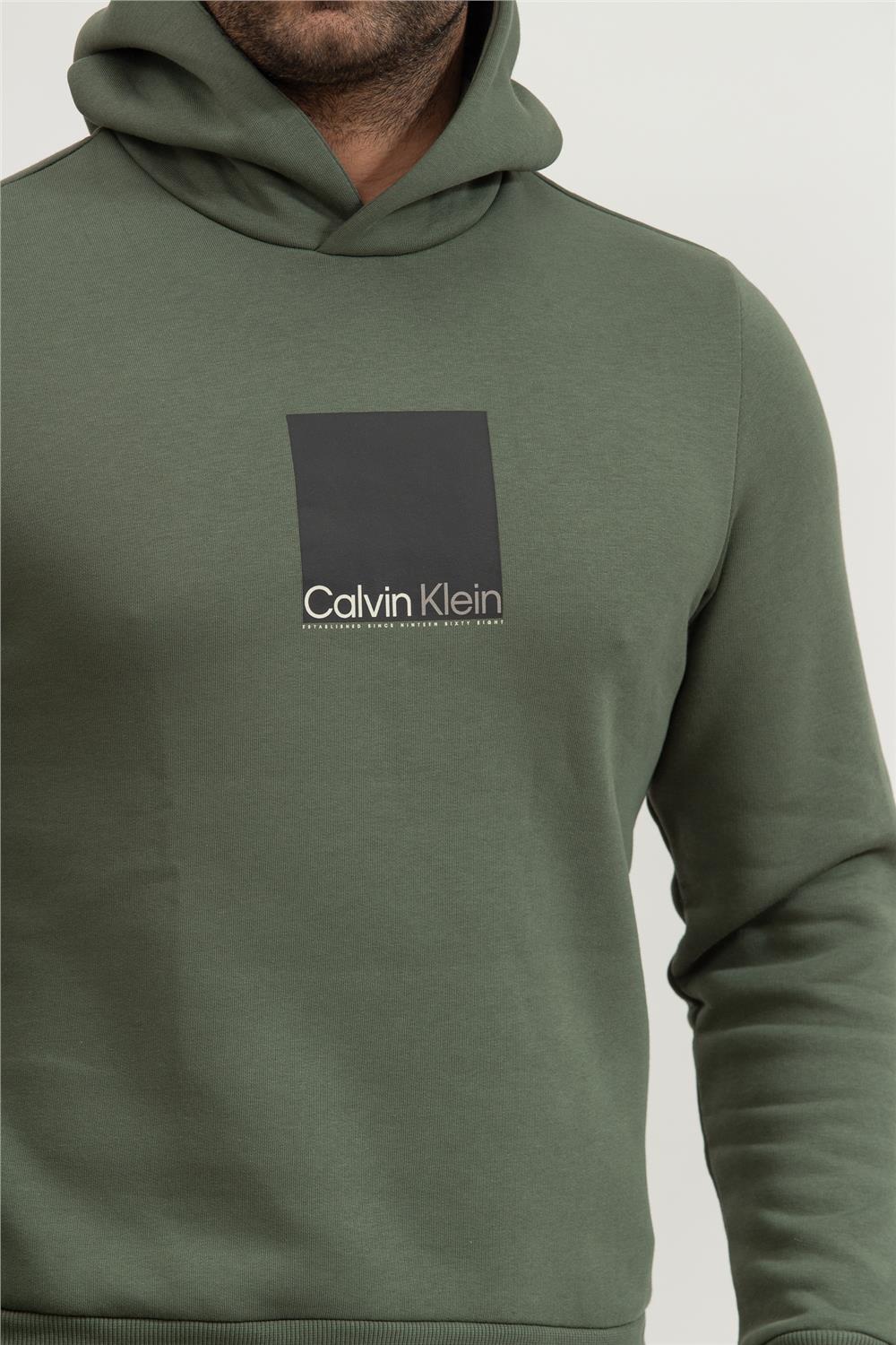Calvin Klein Square Logo Erkek Kapüşonlu Sweatshirt