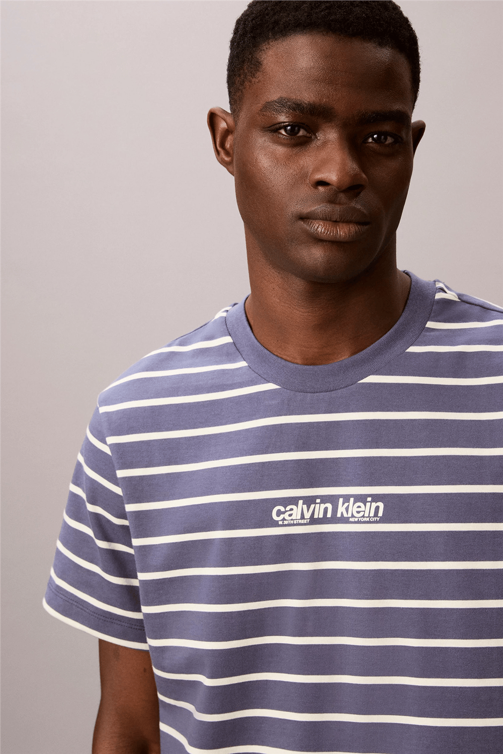 Calvin Klein Ss 16S Stripe Easy Logo Tee Erkek Bisiklet Yaka T-Shirt Kırmızı