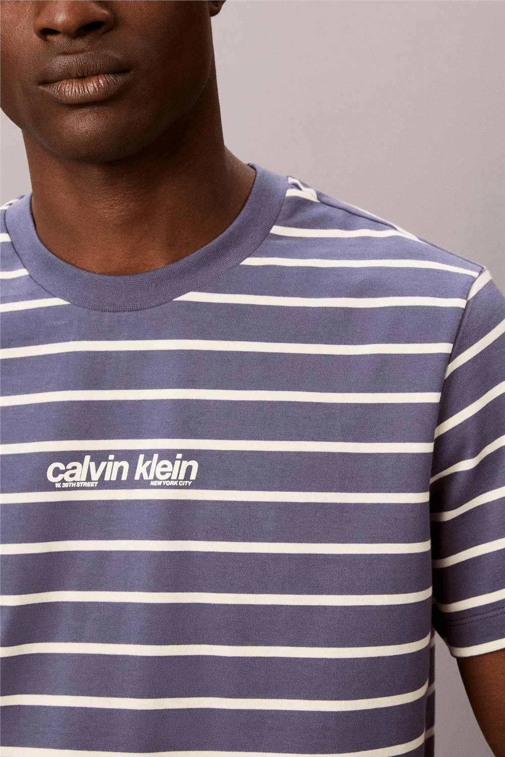 Calvin Klein Ss 16S Stripe Easy Logo Tee Erkek Bisiklet Yaka T-Shirt Kırmızı