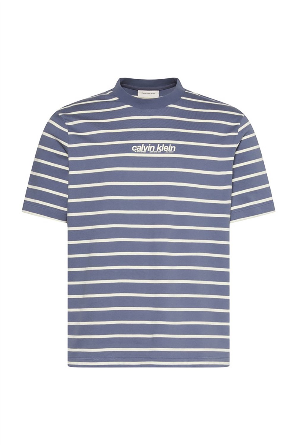 Calvin Klein Ss 16S Stripe Easy Logo Tee Erkek Bisiklet Yaka T-Shirt Beyaz