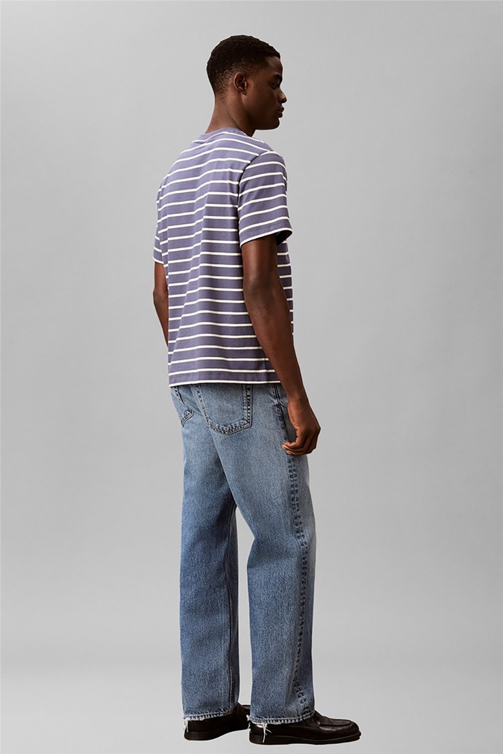 Calvin Klein Ss 16S Stripe Easy Logo Tee Erkek Bisiklet Yaka T-Shirt Beyaz
