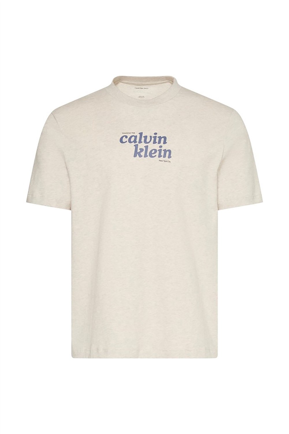 Calvin Klein Ss 20S Calvinklein Trvl Font Gra Erkek Bisiklet Yaka T-Shirt Gri