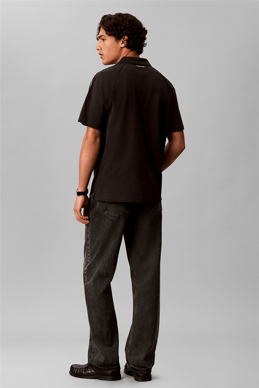 Calvin Klein Ss 20S Clsc Logo Tape Polo Erkek Polo Yaka T-Shirt Siyah