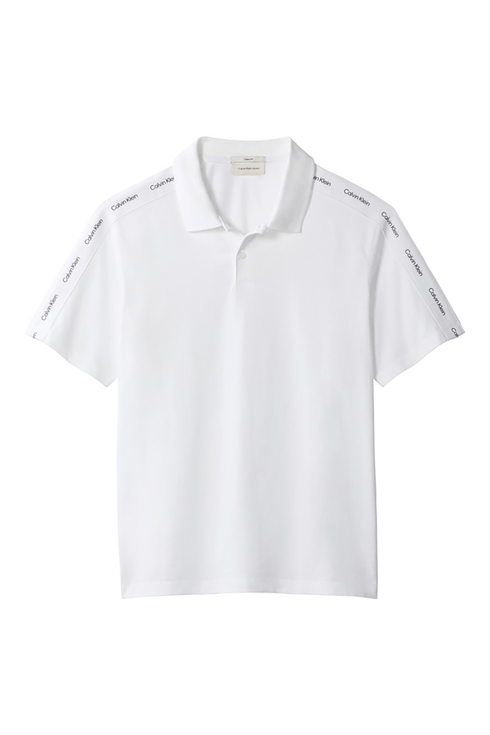 Calvin Klein Ss 20S Clsc Logo Tape Polo Erkek Polo Yaka T-Shirt Beyaz