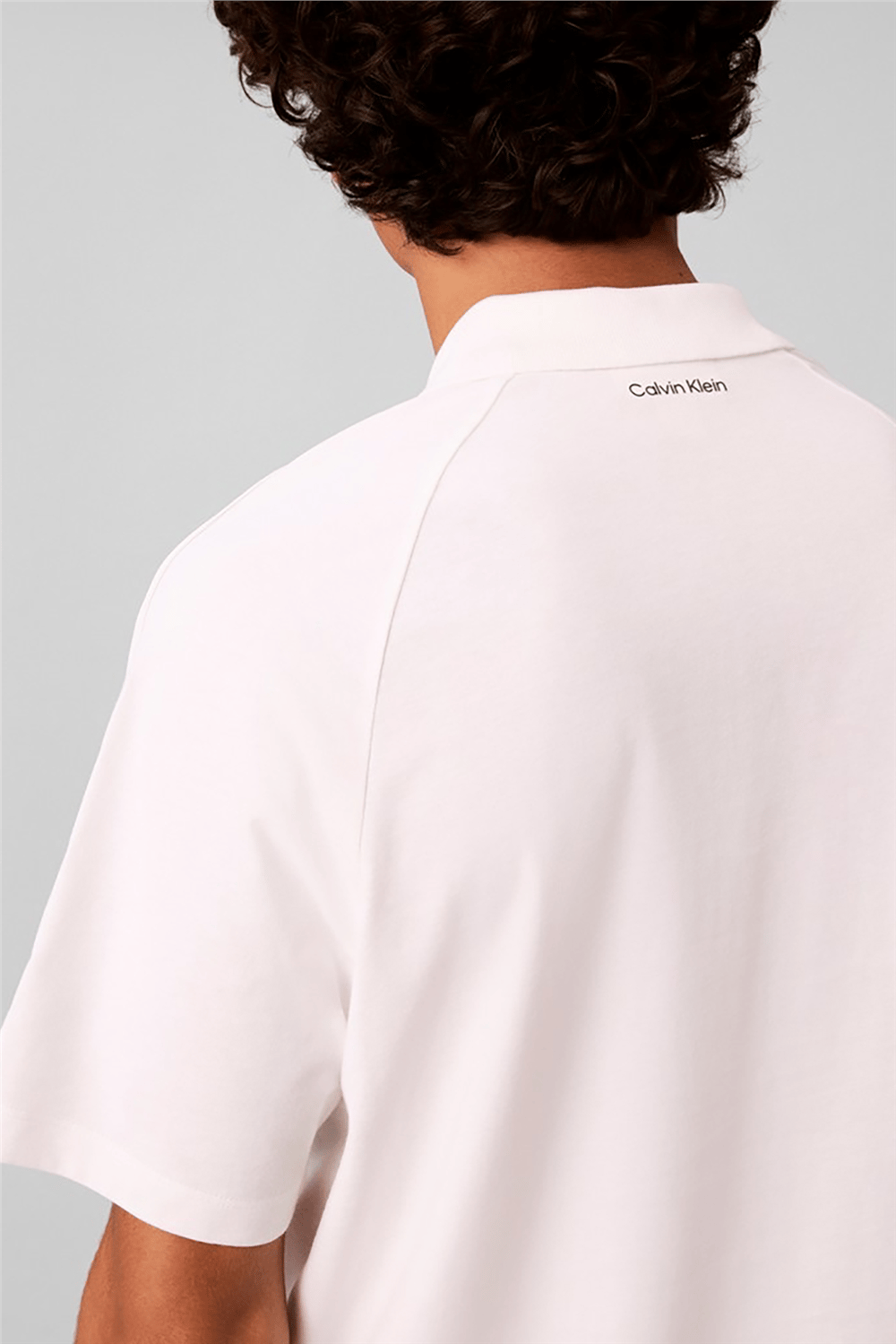 Calvin Klein Ss 20S Clsc Logo Tape Polo Erkek Polo Yaka T-Shirt Beyaz
