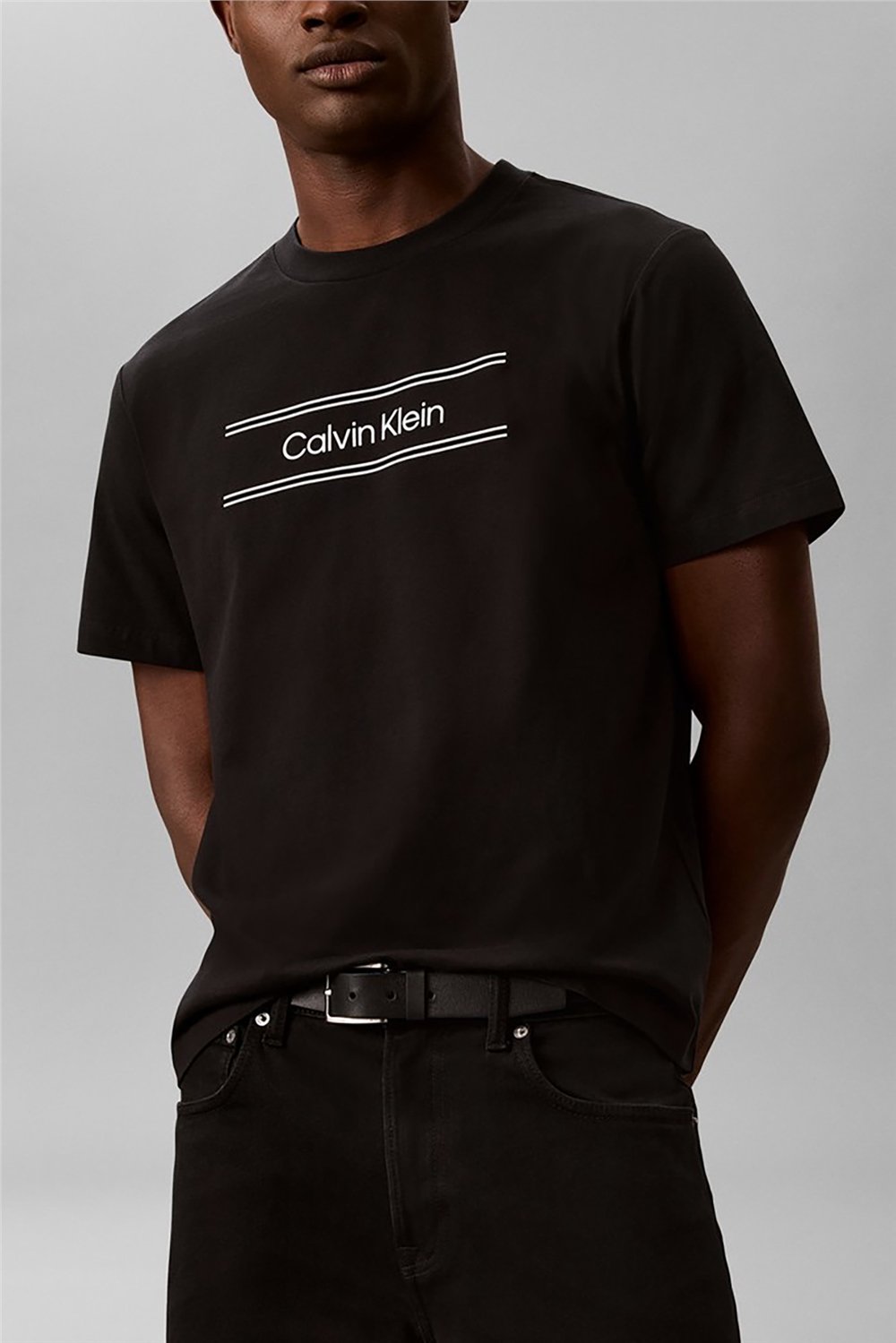 Calvin Klein Ss 20S Eu Spw Stndrd Graphic Tee Erkek Bisiklet Yaka T-Shirt Siyah