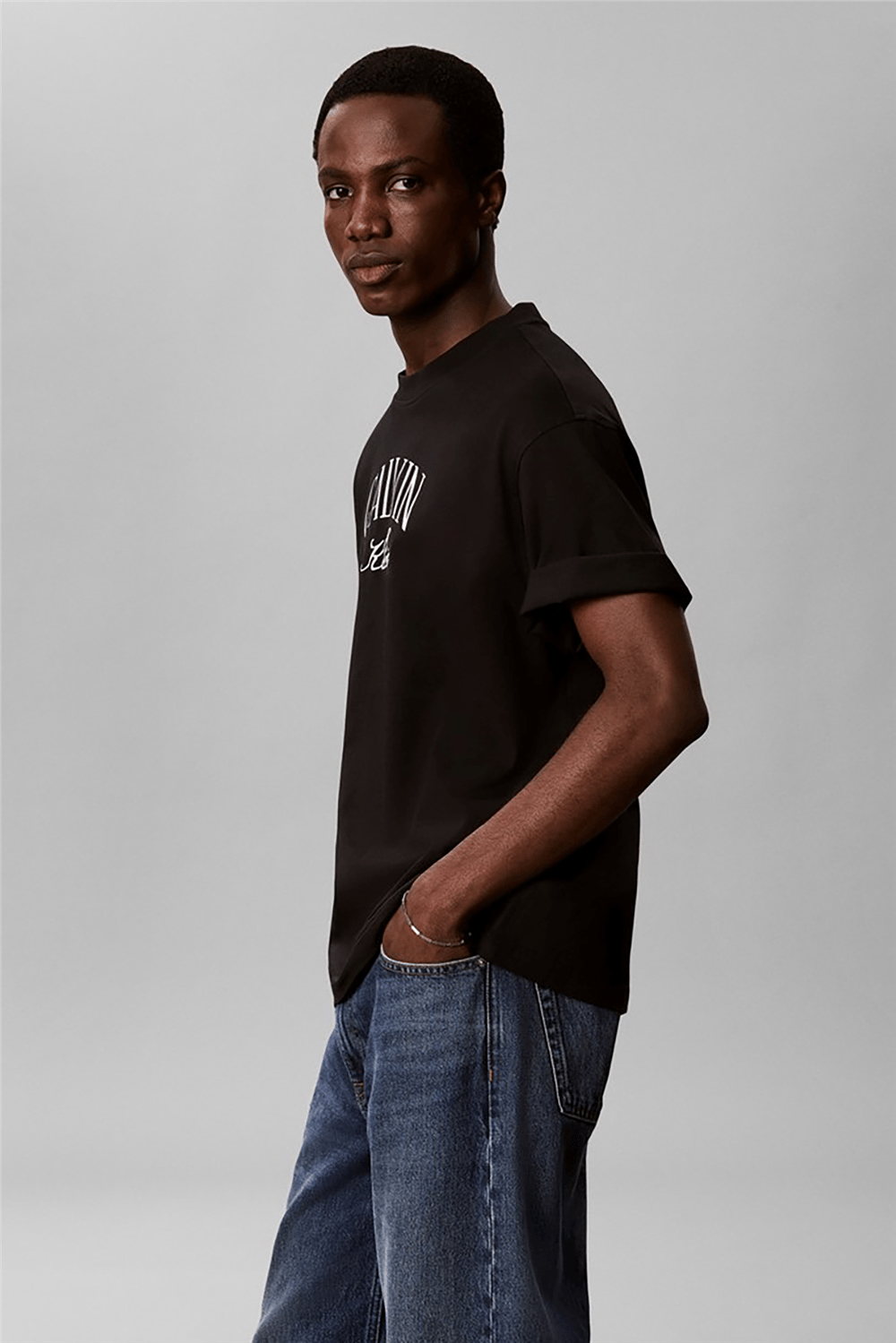 Calvin Klein Ss 20S Rlx Seasonal Graphic Tee Erkek Bisiklet Yaka T-Shirt Siyah