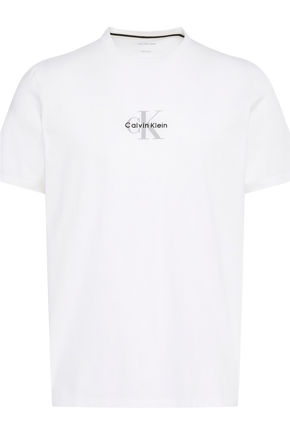 Calvin Klein Ss 30S Micro Monologo Tee Erkek Bisiklet Yaka T-Shirt Beyaz