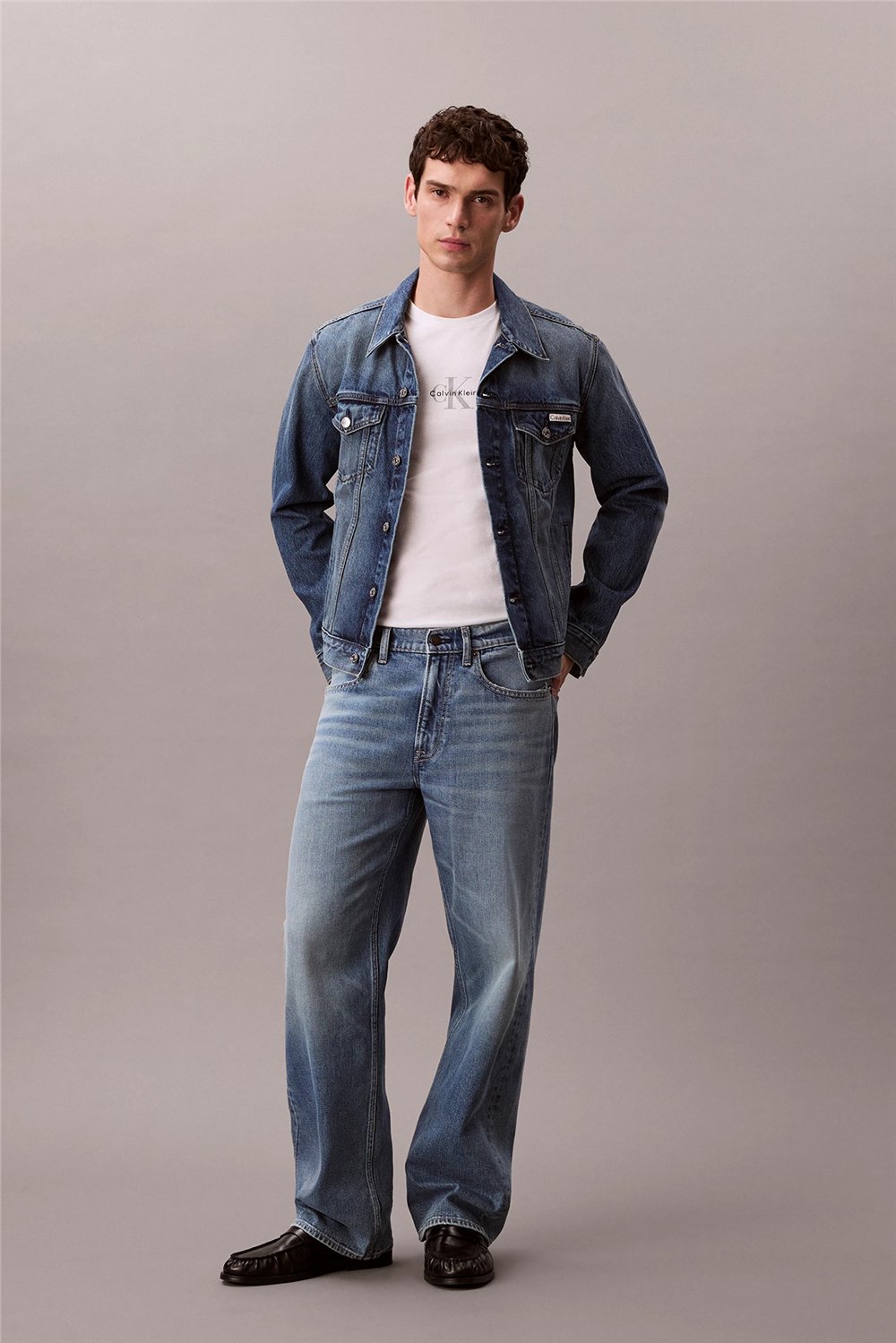 Calvin Klein Ss 30S Micro Monologo Tee Erkek Bisiklet Yaka T-Shirt Beyaz