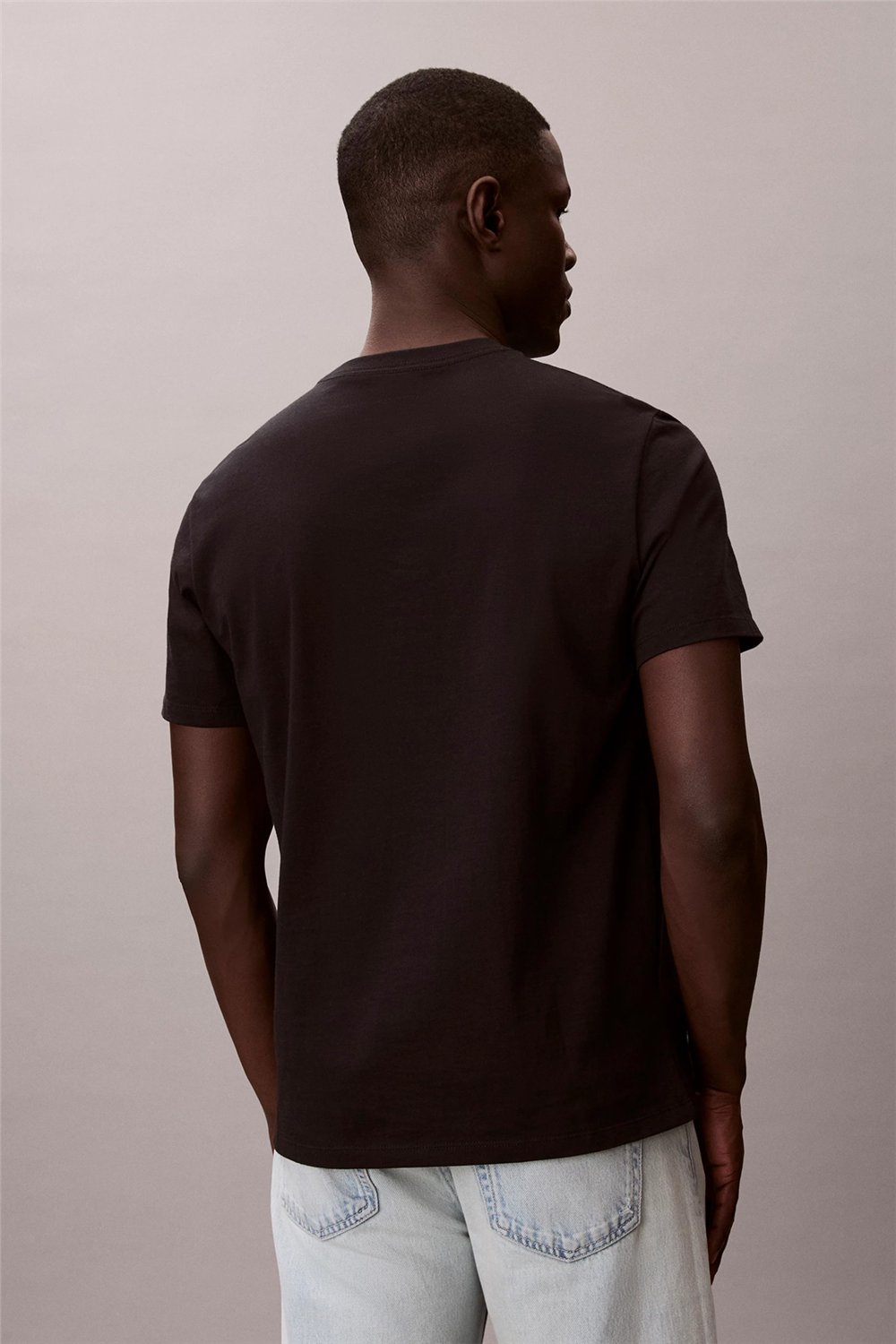 Calvin Klein Ss 30S Micro Monologo Tee Erkek Bisiklet Yaka T-Shirt Siyah