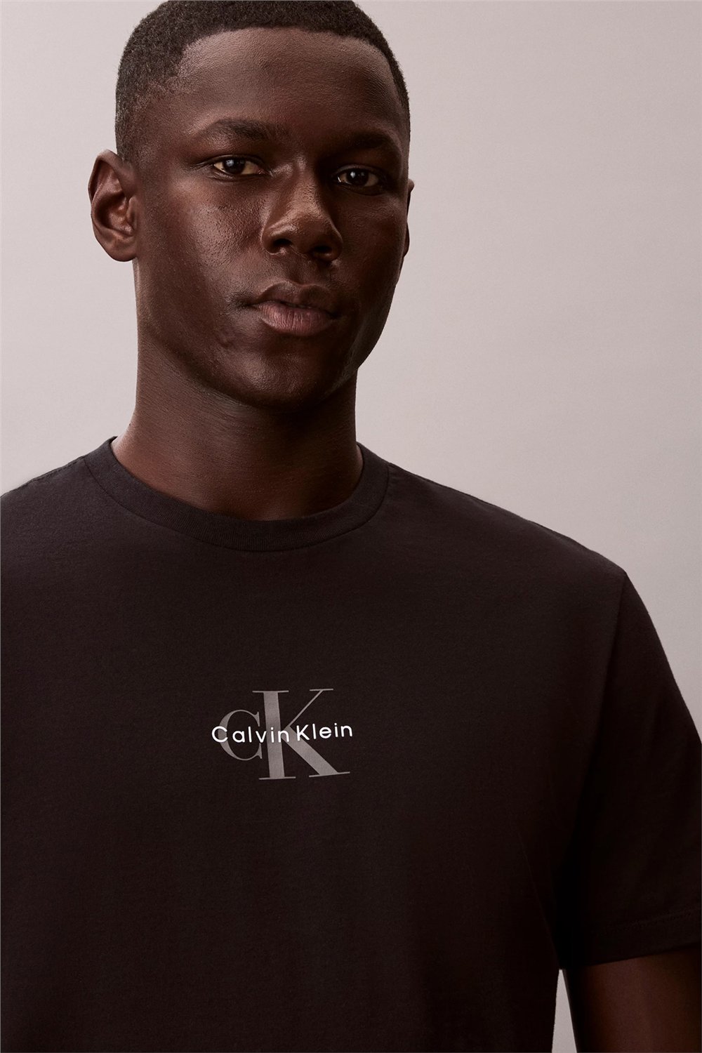 Calvin Klein Ss 30S Micro Monologo Tee Erkek Bisiklet Yaka T-Shirt Siyah