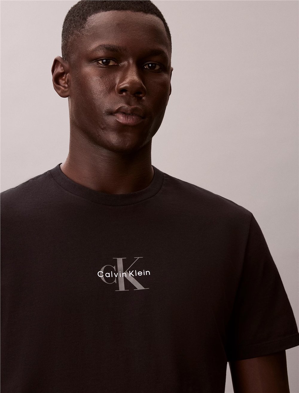 Calvin Klein Ss 30S Micro Monologo Tee Erkek Bisiklet Yaka T-Shirt Siyah