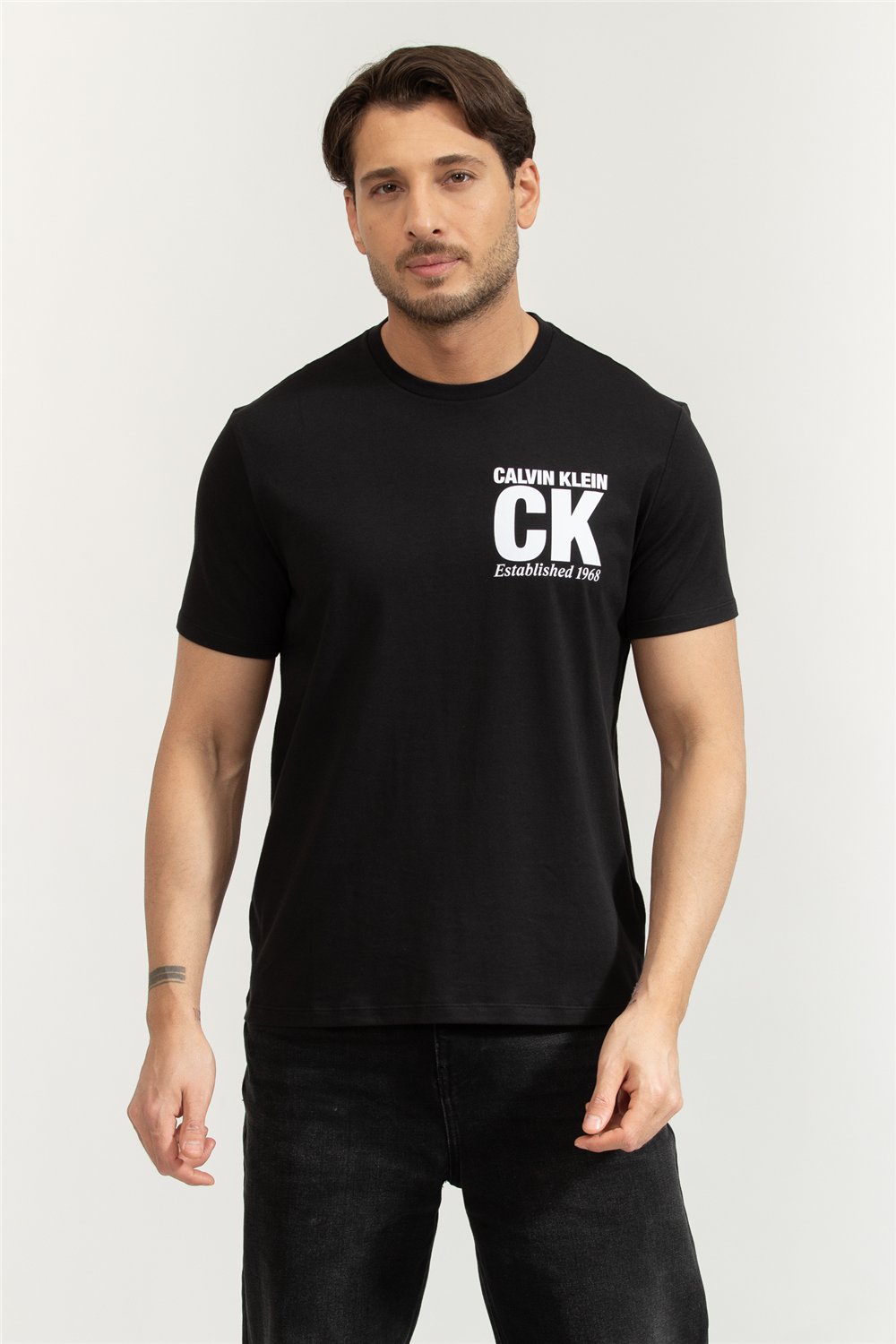 Calvin Klein SS 30S Whsl SP CK Corner Graphic Erkek Bisiklet Yaka T-Shirt