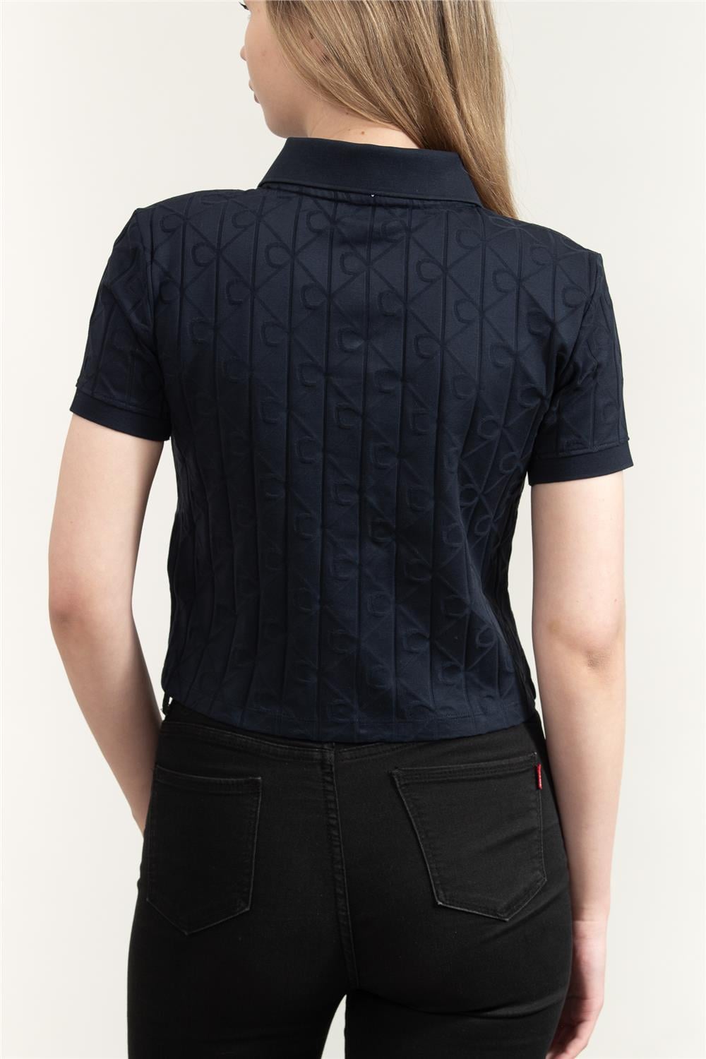 Calvin Klein Ss Aop Jacquard Kadın Polo Yaka T-Shirt
