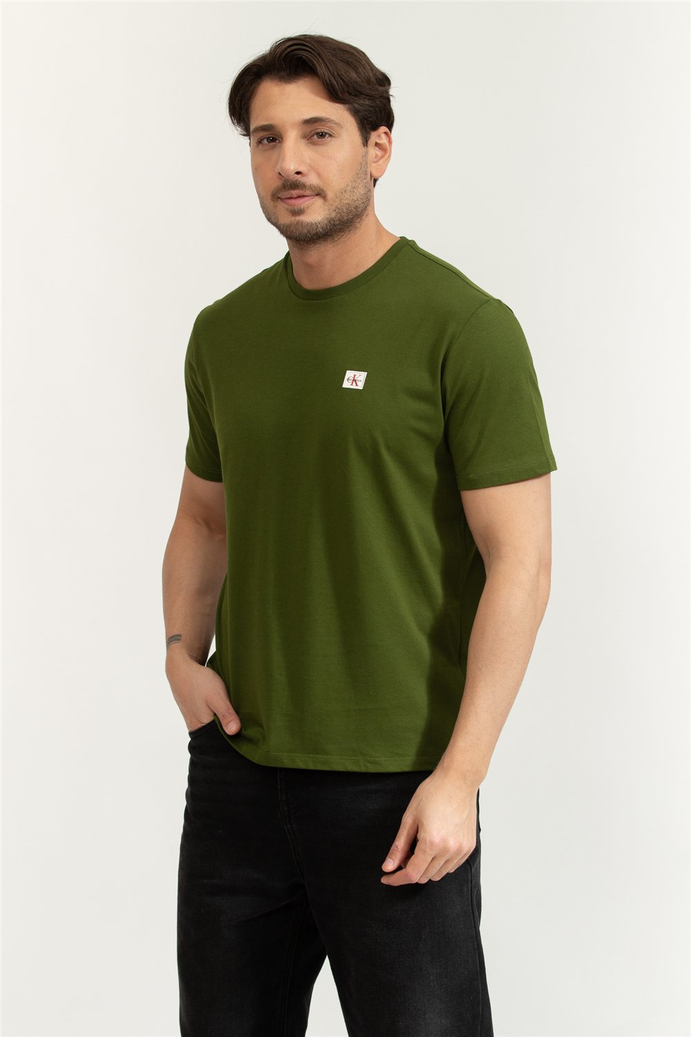 Calvin Klein SS Badge 30S Jersey Classic Tee Erkek Bisiklet Yaka T-Shirt
