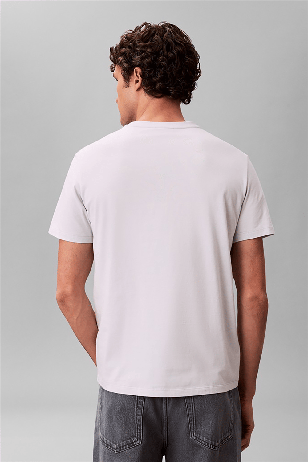 Calvin Klein SS Badge 30S Jersey Classic Tee Erkek Bisiklet Yaka T-Shirt Gri