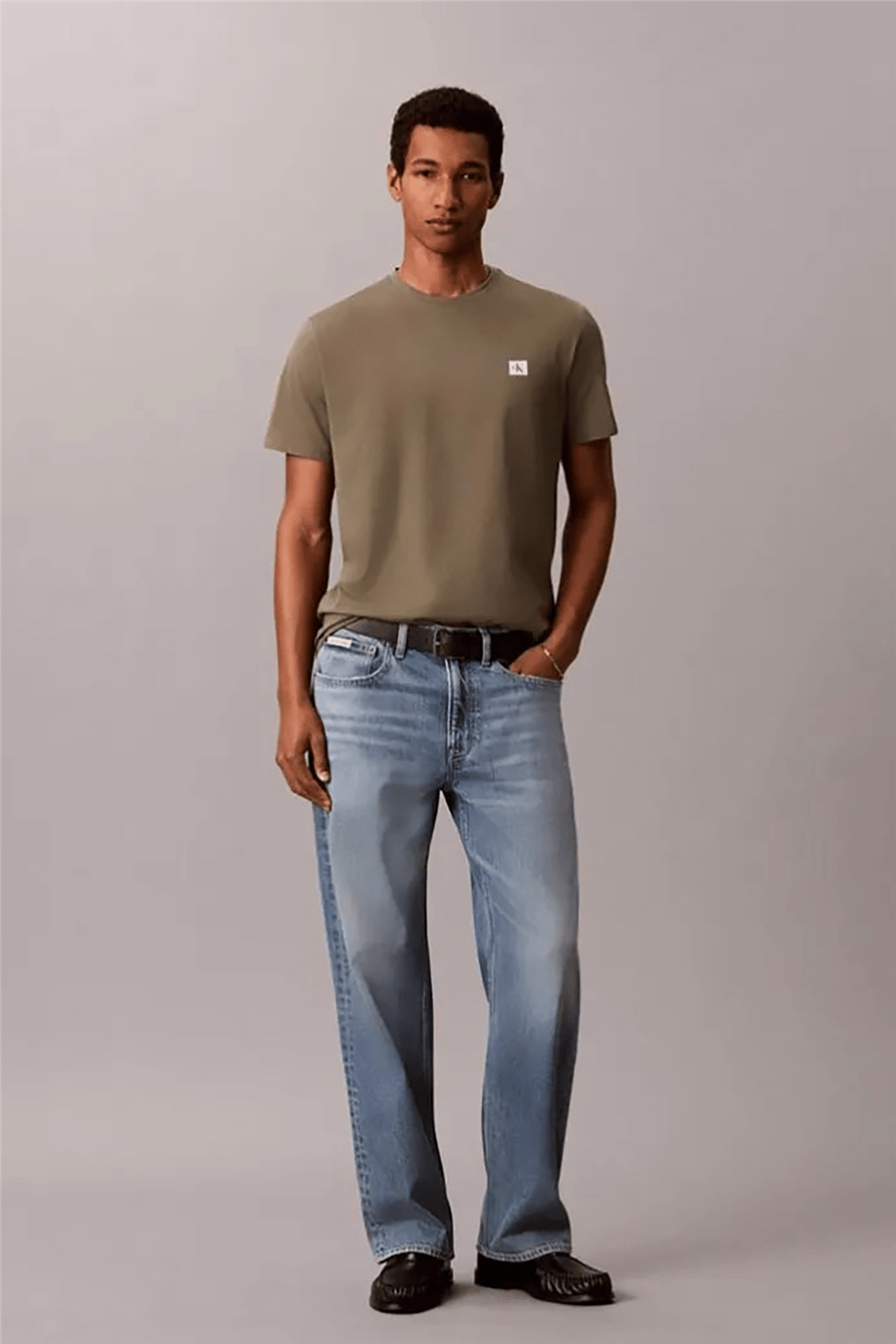 Calvin Klein SS Badge 30S Jersey Classic Tee Erkek Bisiklet Yaka T-Shirt Yeşil