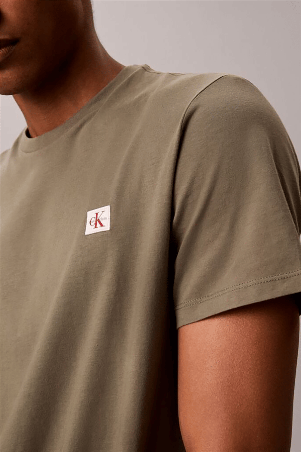 Calvin Klein SS Badge 30S Jersey Classic Tee Erkek Bisiklet Yaka T-Shirt Yeşil