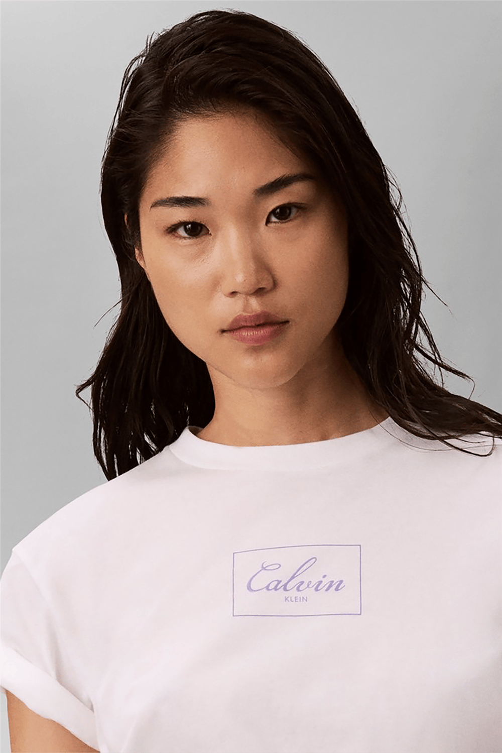 Calvin Klein Ss Boxy Bold Box Logo Tee Kadın Bisiklet Yaka T-Shirt Beyaz