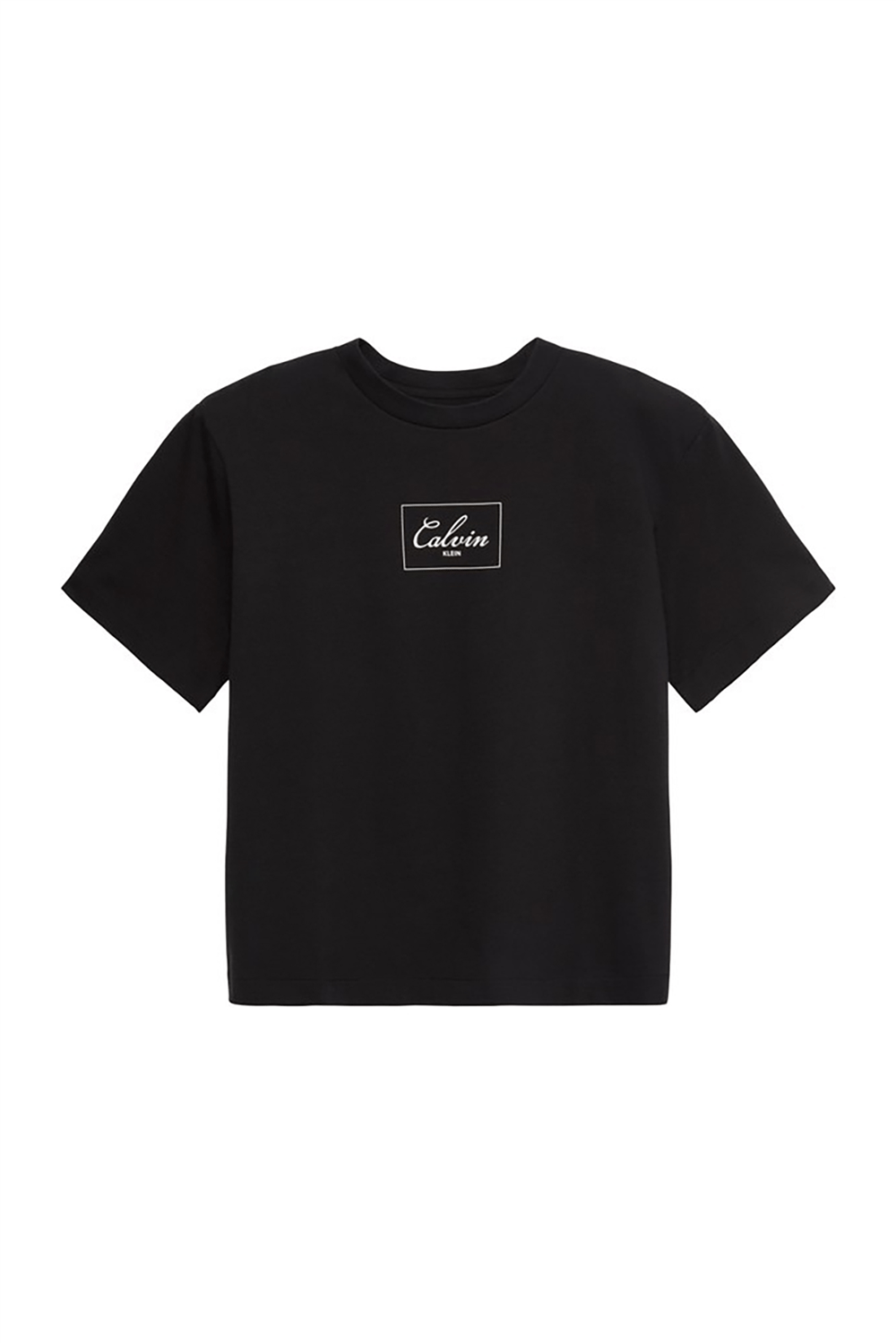 Calvin Klein Ss Boxy Bold Box Logo Tee Kadın Bisiklet Yaka T-Shirt Siyah