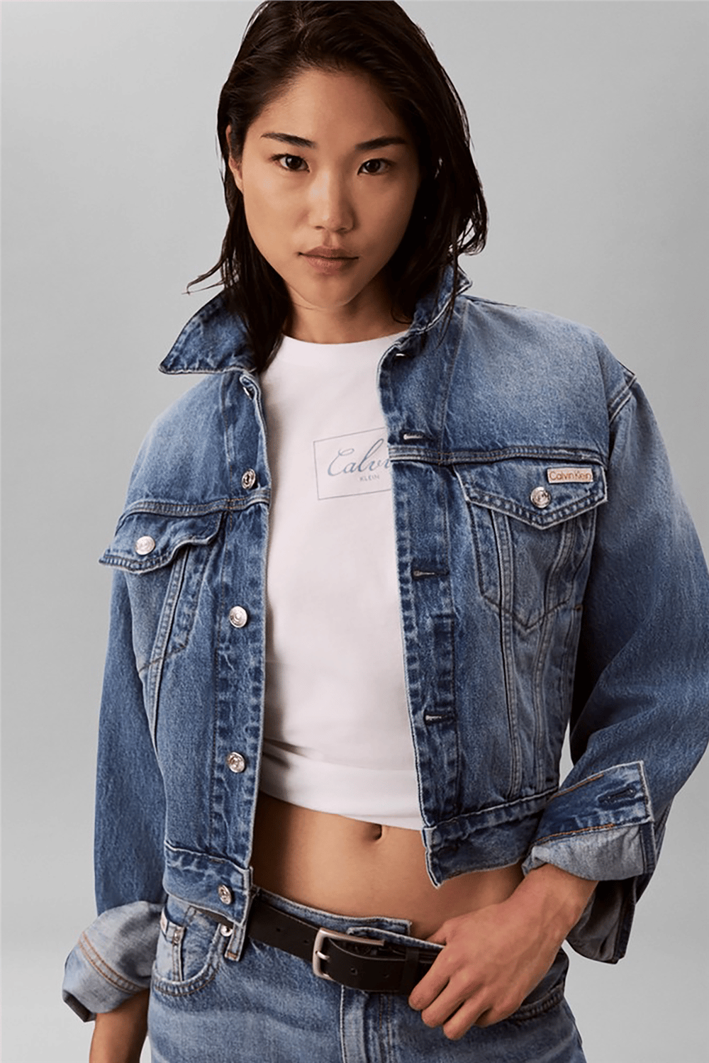 Calvin Klein Ss Boxy Bold Box Logo Tee Kadın Bisiklet Yaka T-Shirt Beyaz