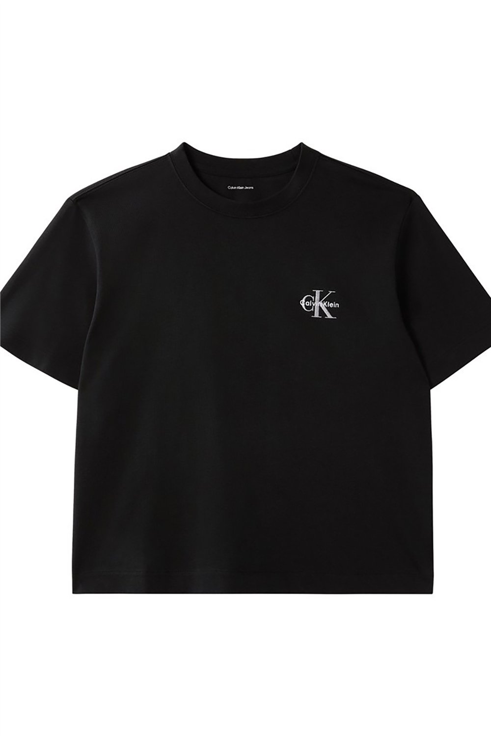 Calvin Klein Ss Boxy Left Chest Monologo Tee Kadın Bisiklet Yaka T-Shirt Siyah