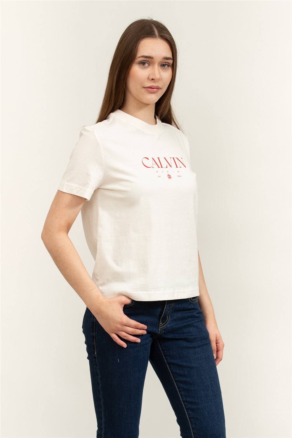 Calvin Klein SS Cktail Concept Graphic Tee Kadın Bisiklet Yaka T-Shirt