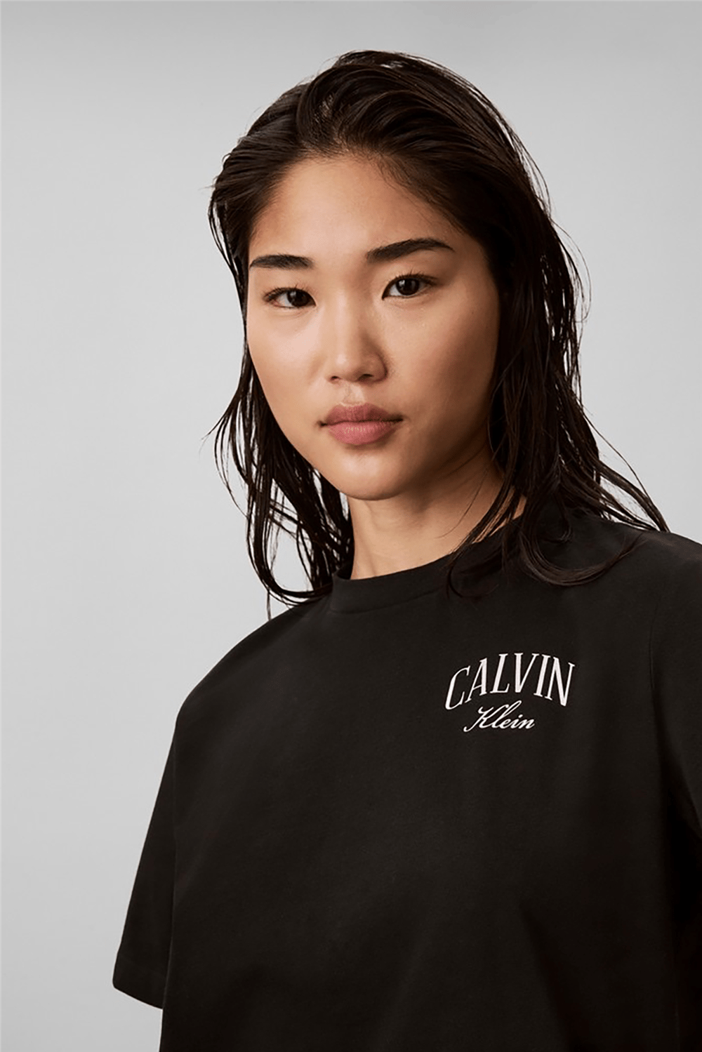 Calvin Klein Ss Classic Metallic Logo Tee Kadın Bisiklet Yaka T-Shirt Siyah