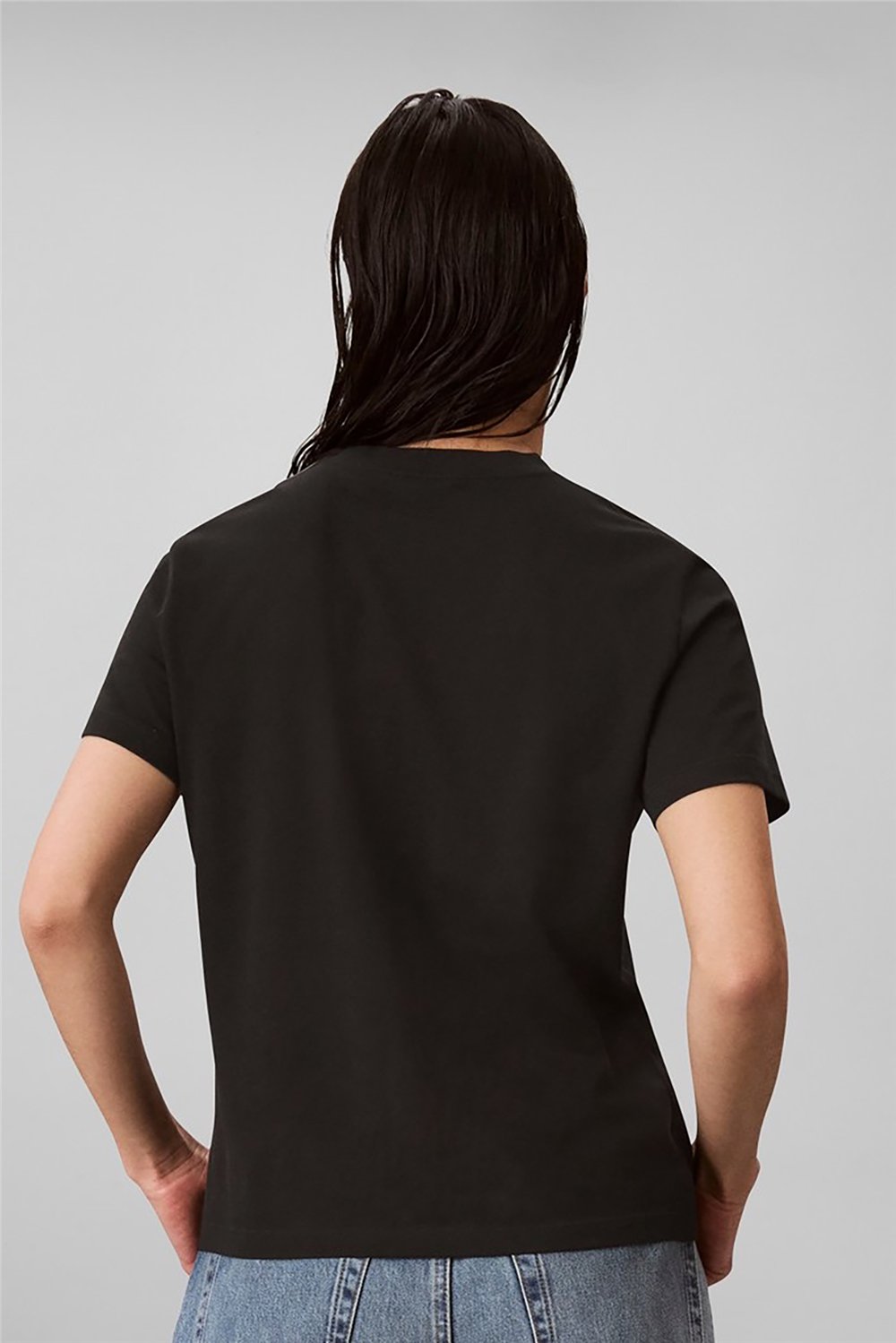 Calvin Klein Ss Classic Metallic Logo Tee Kadın Bisiklet Yaka T-Shirt Siyah