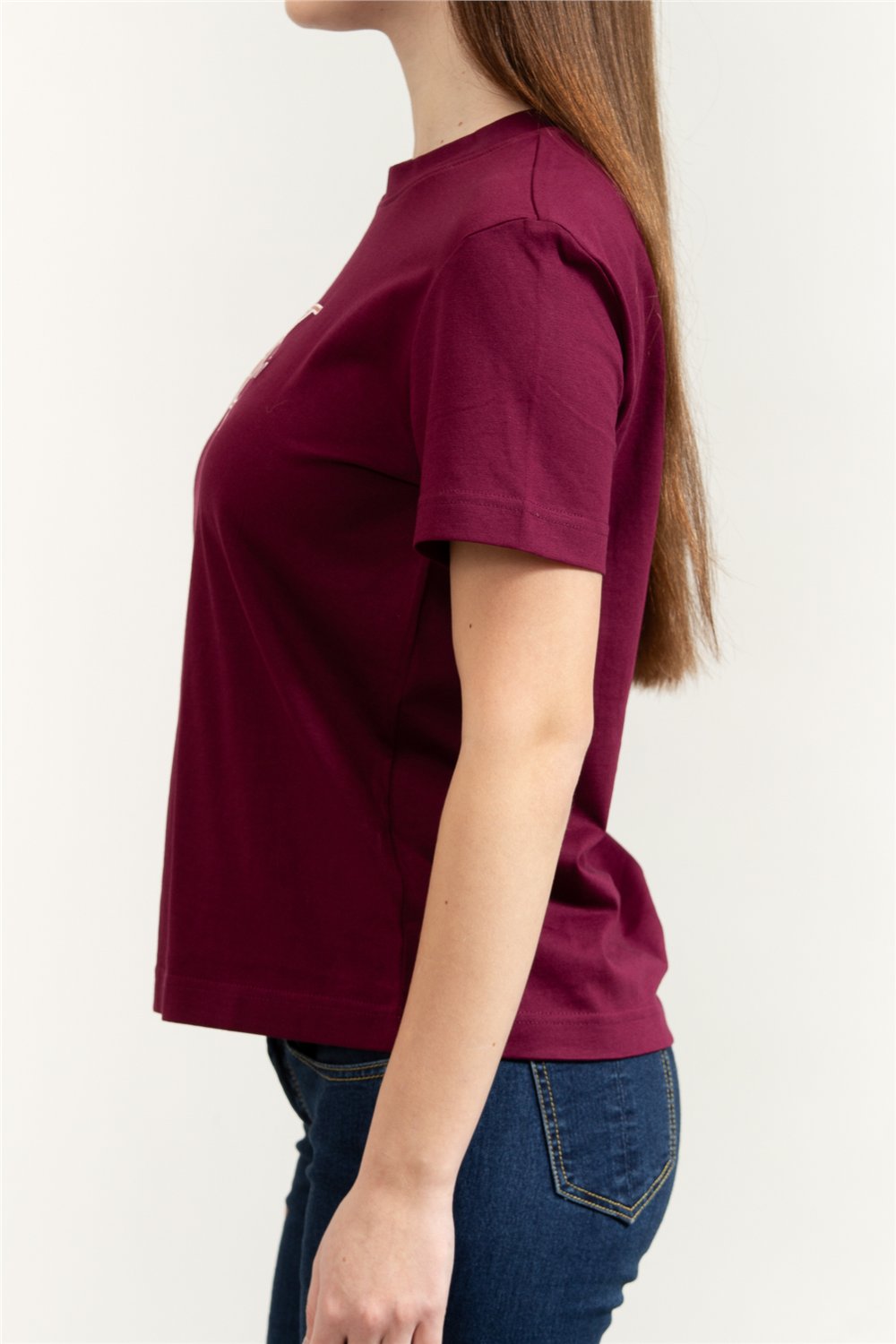 Calvin Klein SS Classic Monologo Metallic Cne Kadın Bisiklet Yaka T-Shirt