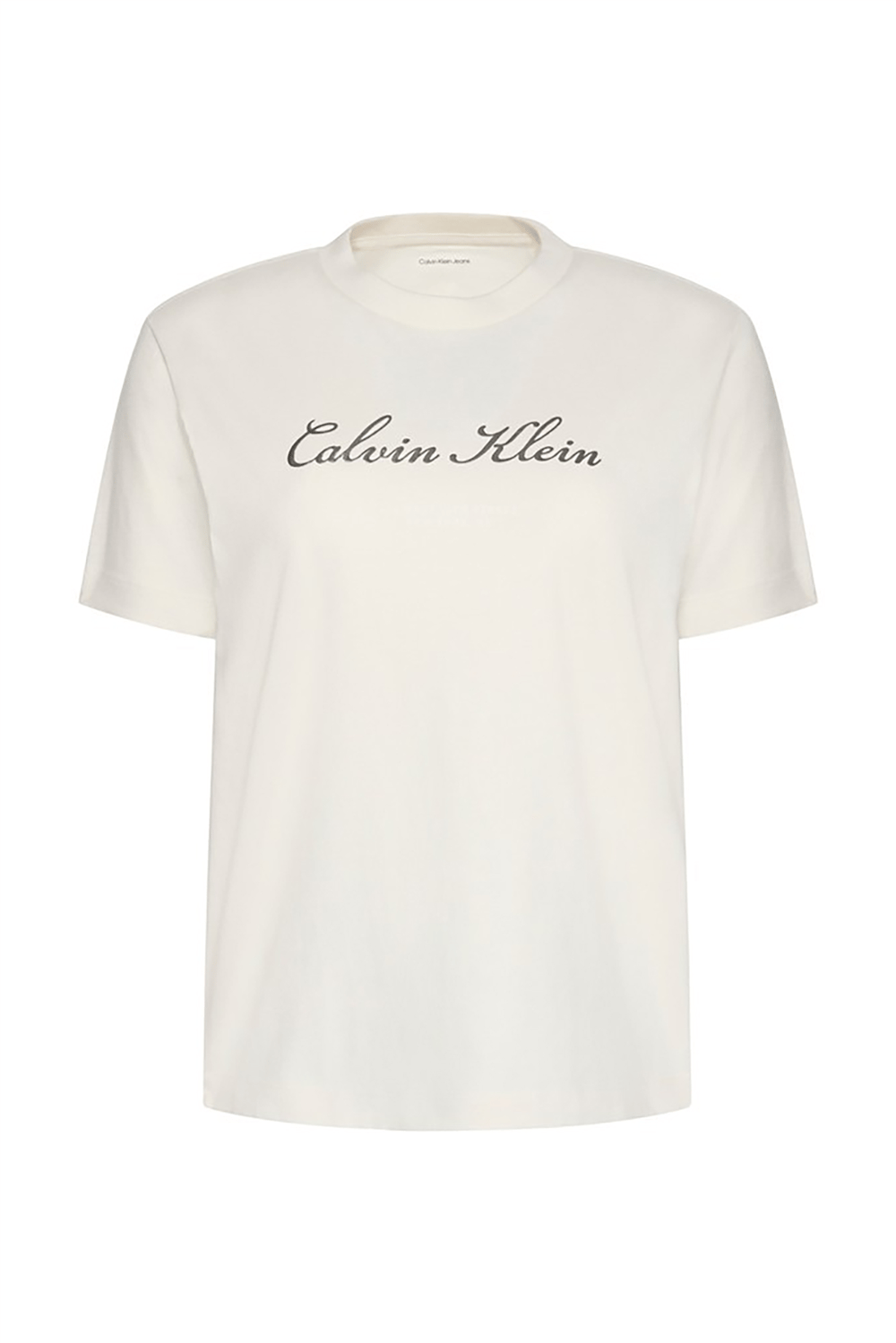 Calvin Klein Ss Classic Script Logo Tee Kadın Bisiklet Yaka T-Shirt Beyaz