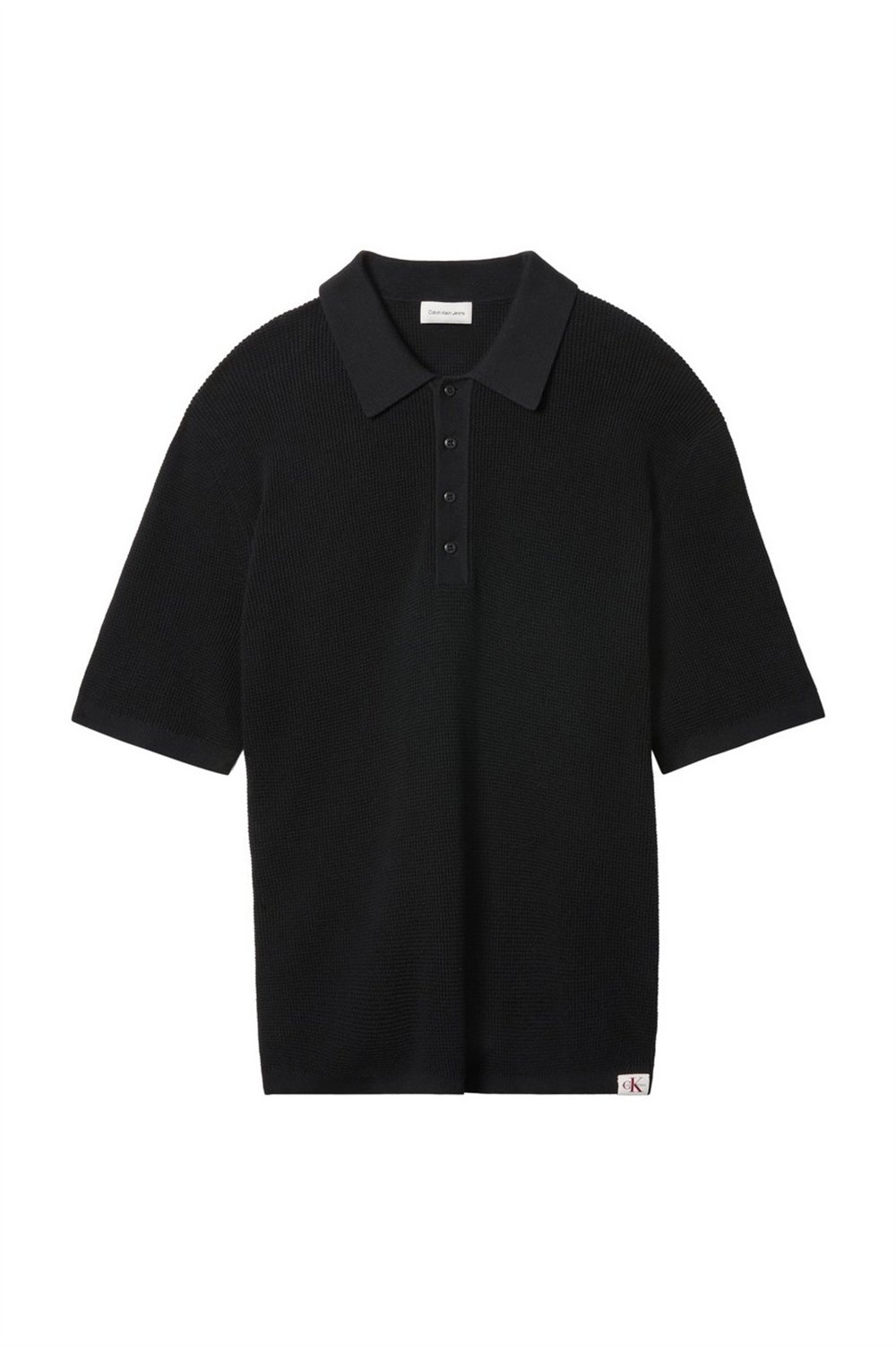 Calvin Klein Ss Cotton Waffle Polo Collarswtr Erkek Triko Siyah