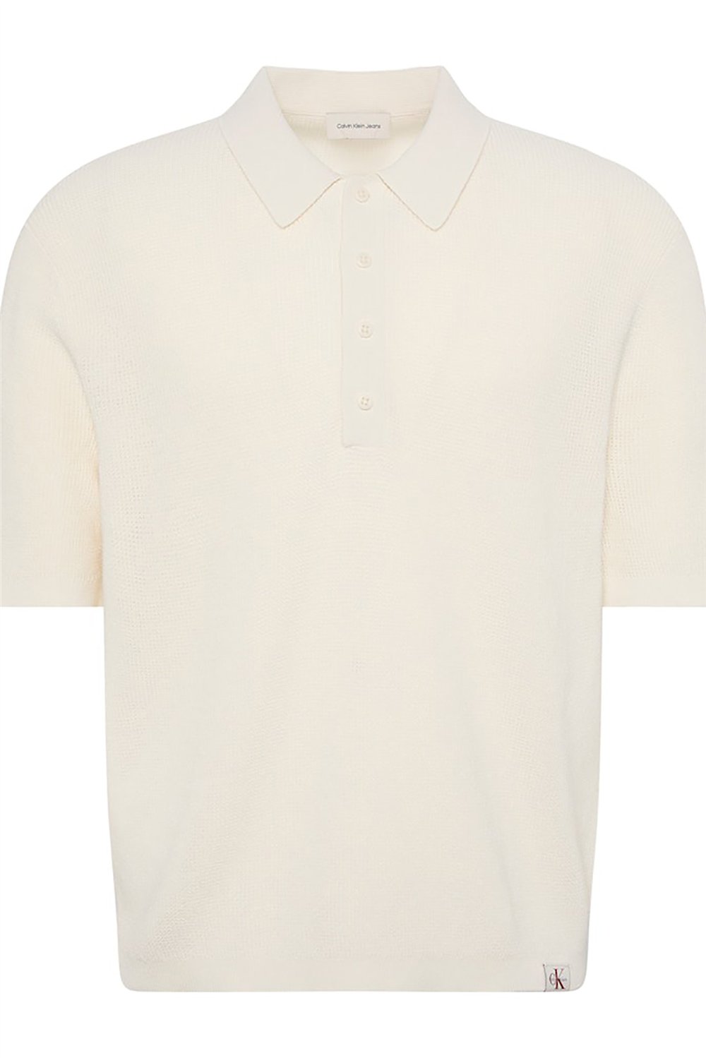 Calvin Klein Ss Cotton Waffle Polo Collarswtr Erkek Triko Beyaz