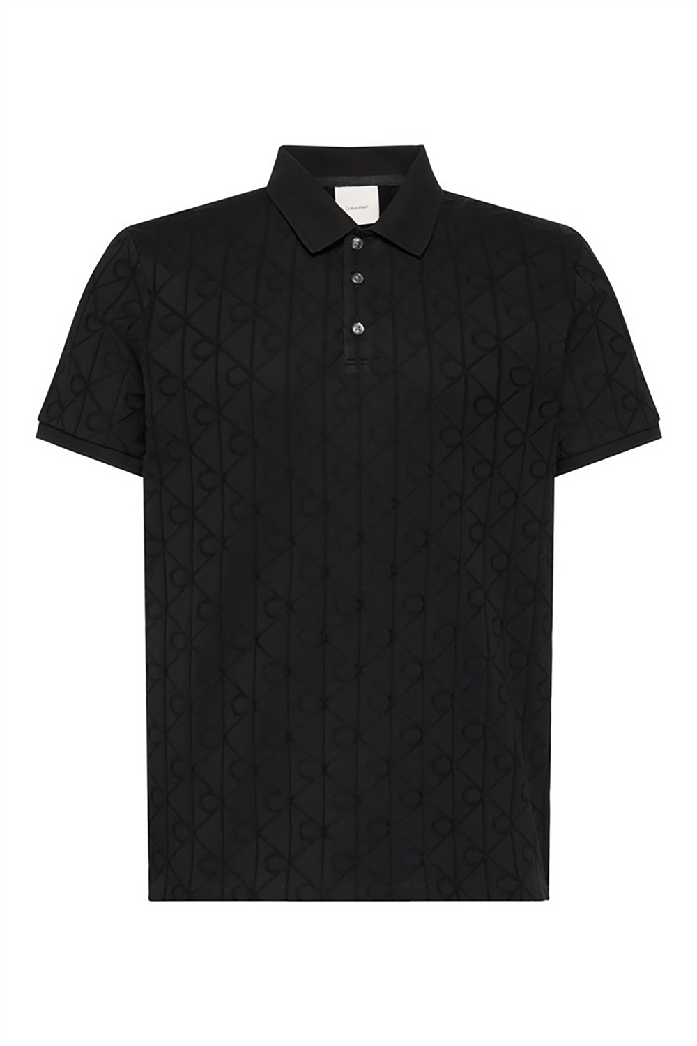 Calvin Klein Ss Dbl Merc Emblem Aop Polo Erkek Polo Yaka Triko Siyah