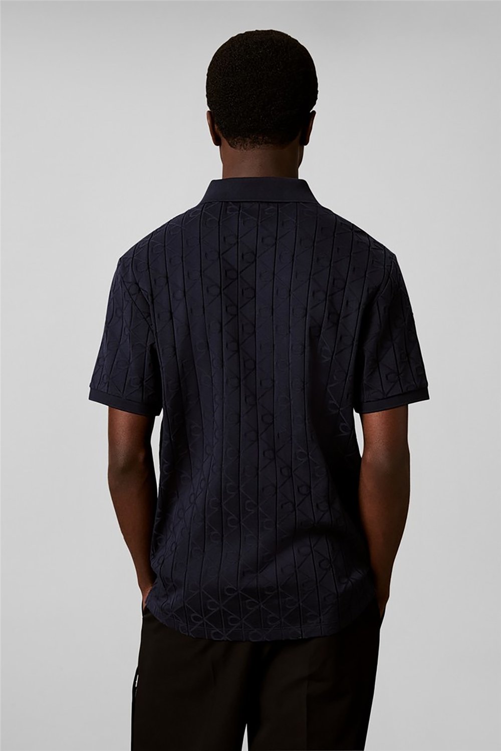 Calvin Klein Ss Dbl Merc Emblem Aop Polo Erkek Polo Yaka Triko Lacivert