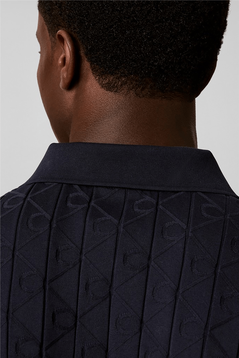 Calvin Klein Ss Dbl Merc Emblem Aop Polo Erkek Polo Yaka Triko Lacivert
