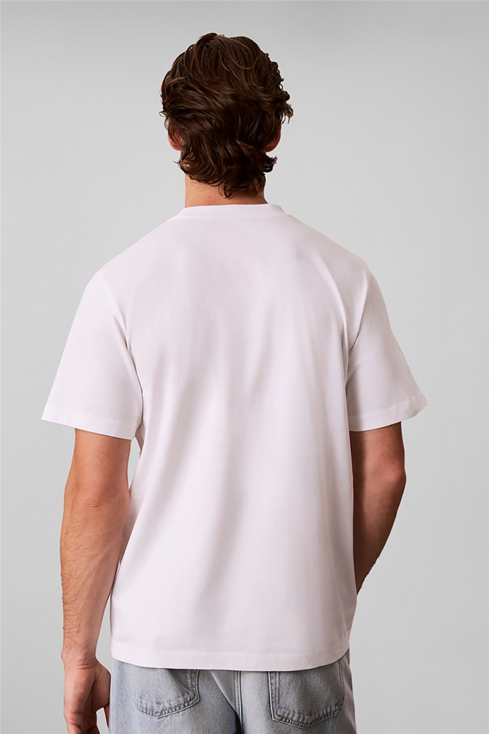 Calvin Klein Ss Easy 20S Script Calvin Klein Erkek Bisiklet Yaka T-Shirt Beyaz