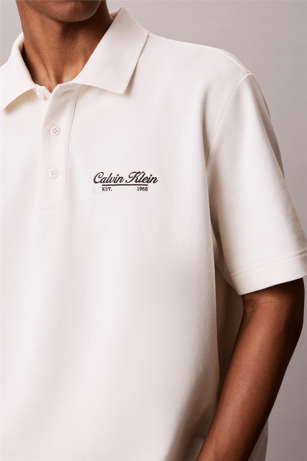 Calvin Klein Ss Easy Applique Pique Polo Erkek Polo Yaka T-Shirt Beyaz