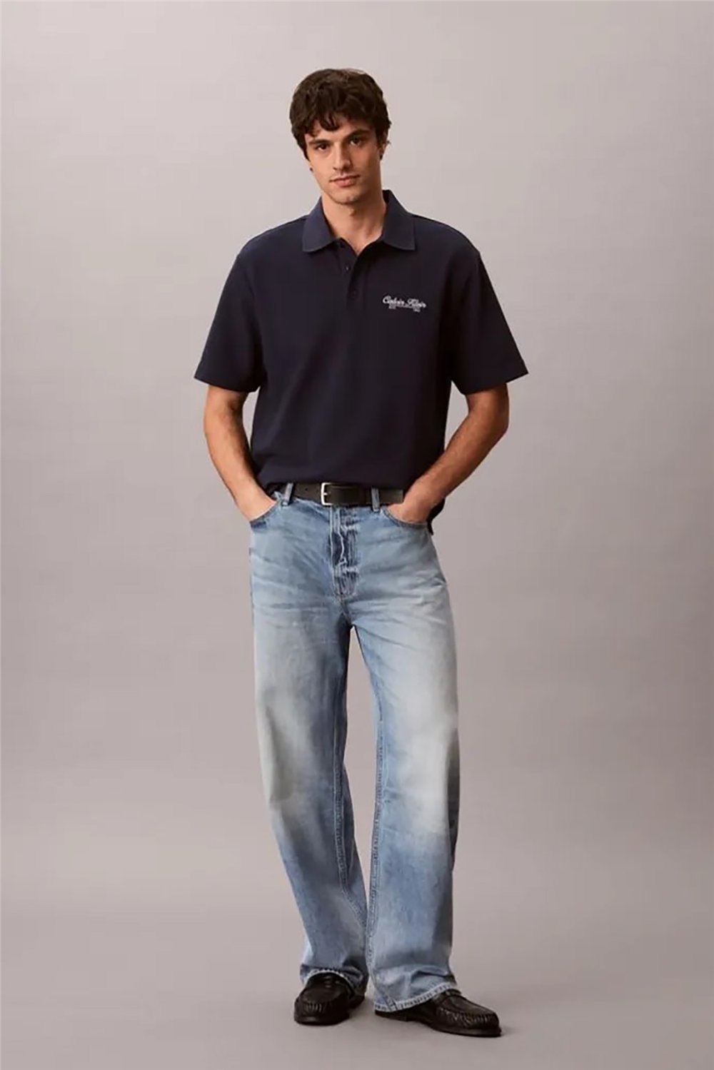 Calvin Klein Ss Easy Applique Pique Polo Erkek Polo Yaka T-Shirt Lacivert