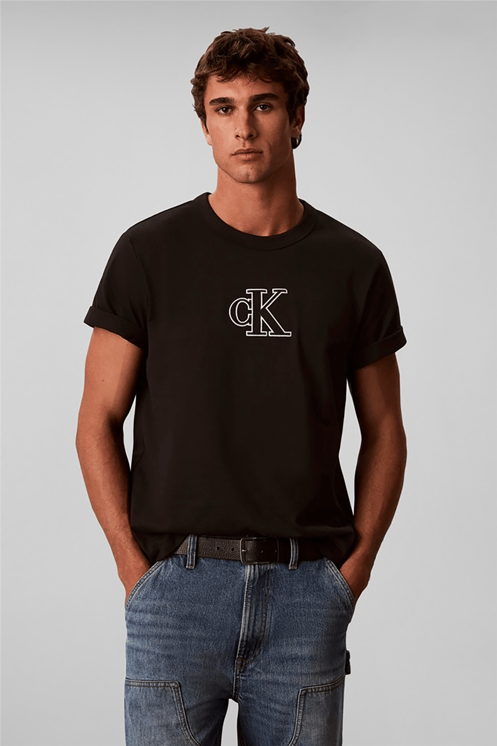 Calvin Klein Ss Ez Monogram Gifting Tee Erkek Bisiklet Yaka T-Shirt Siyah
