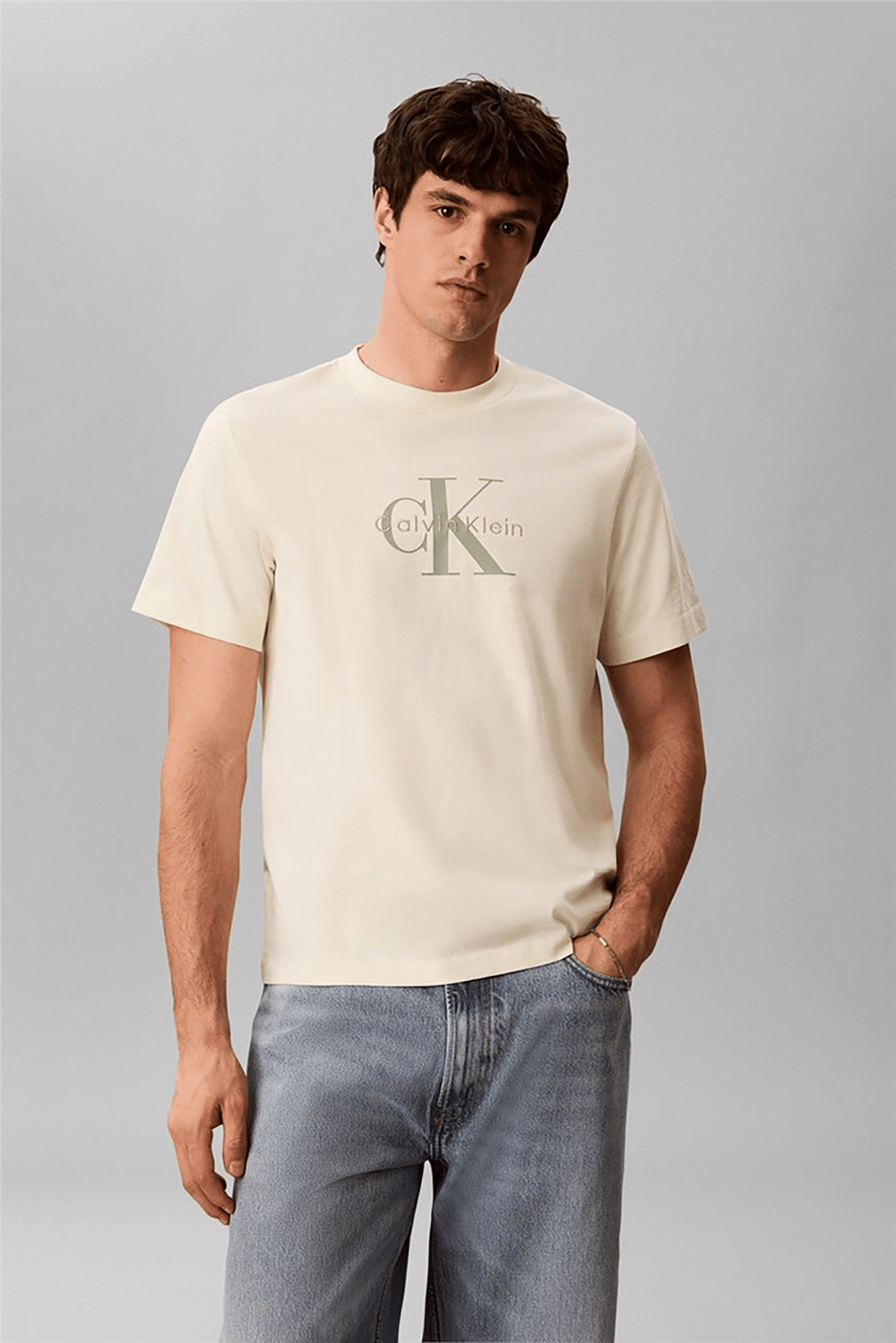 Calvin Klein Ss Hero Monologo Tee 20S Erkek Bisiklet Yaka T-Shirt Lacivert