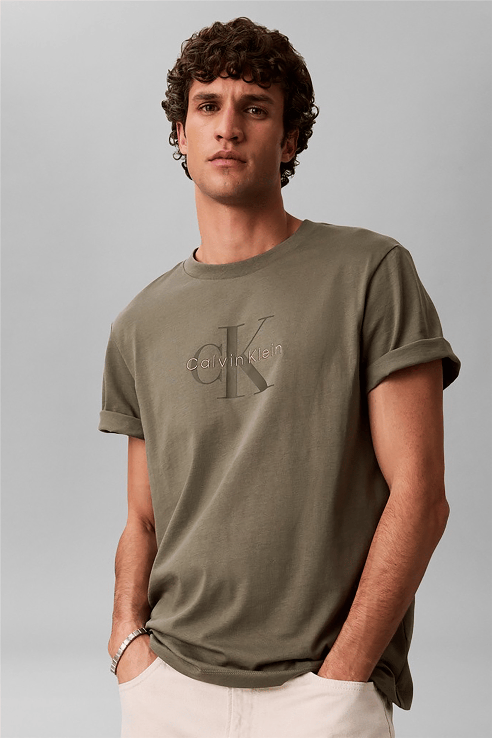 Calvin Klein Ss Hero Monologo Tee 20S Erkek Bisiklet Yaka T-Shirt Yeşil