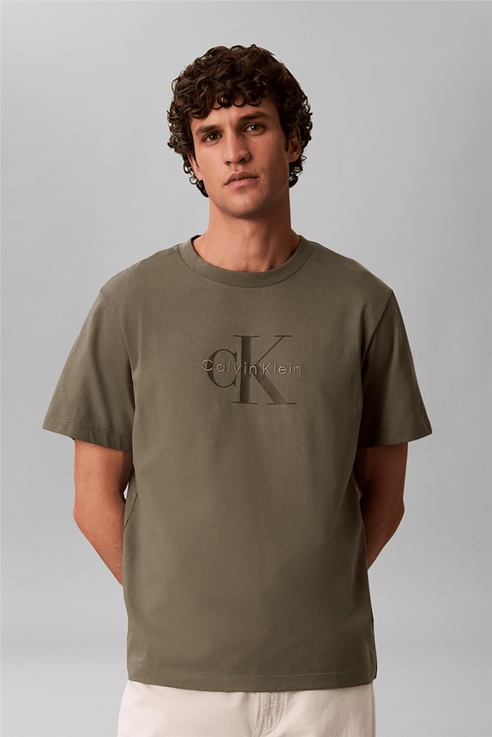 Calvin Klein Ss Hero Monologo Tee 20S Erkek Bisiklet Yaka T-Shirt Yeşil