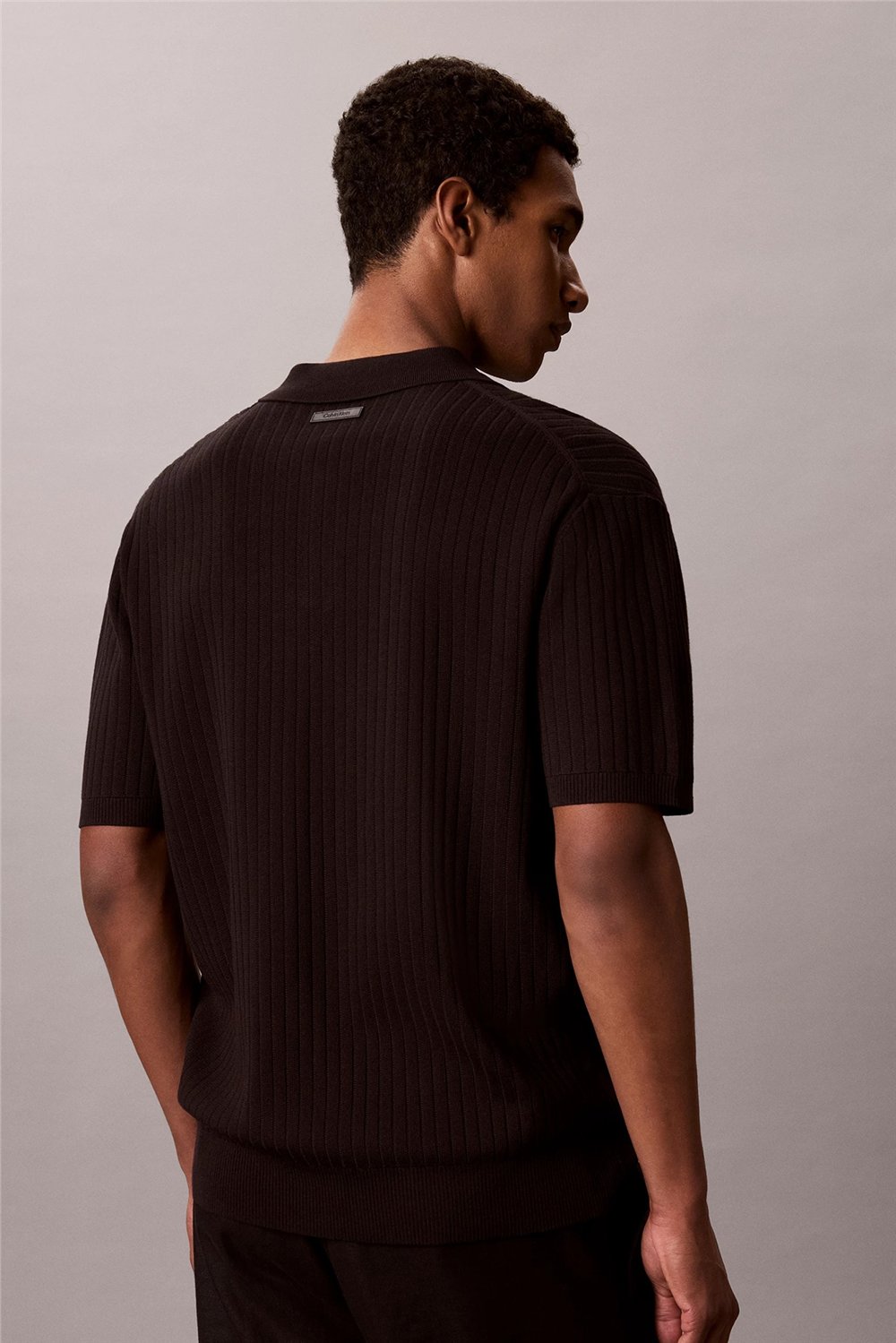 Calvin Klein Ss Lightweight Pattern Polo Swtr Erkek Triko Siyah