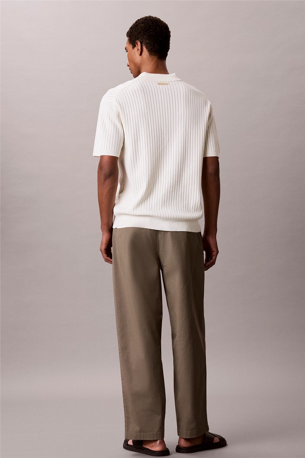 Calvin Klein Ss Lightweight Pattern Polo Swtr Erkek Triko Beyaz