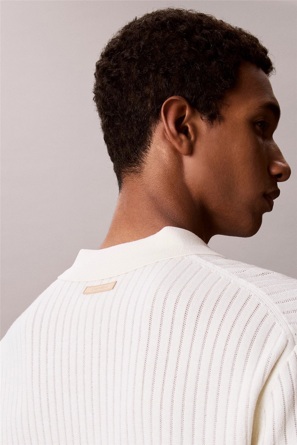 Calvin Klein Ss Lightweight Pattern Polo Swtr Erkek Triko Beyaz