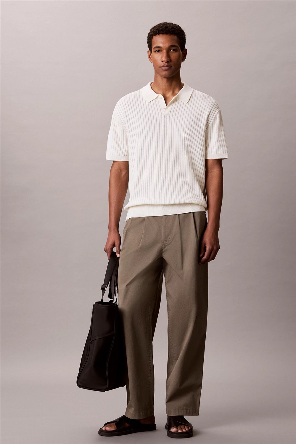 Calvin Klein Ss Lightweight Pattern Polo Swtr Erkek Triko Beyaz