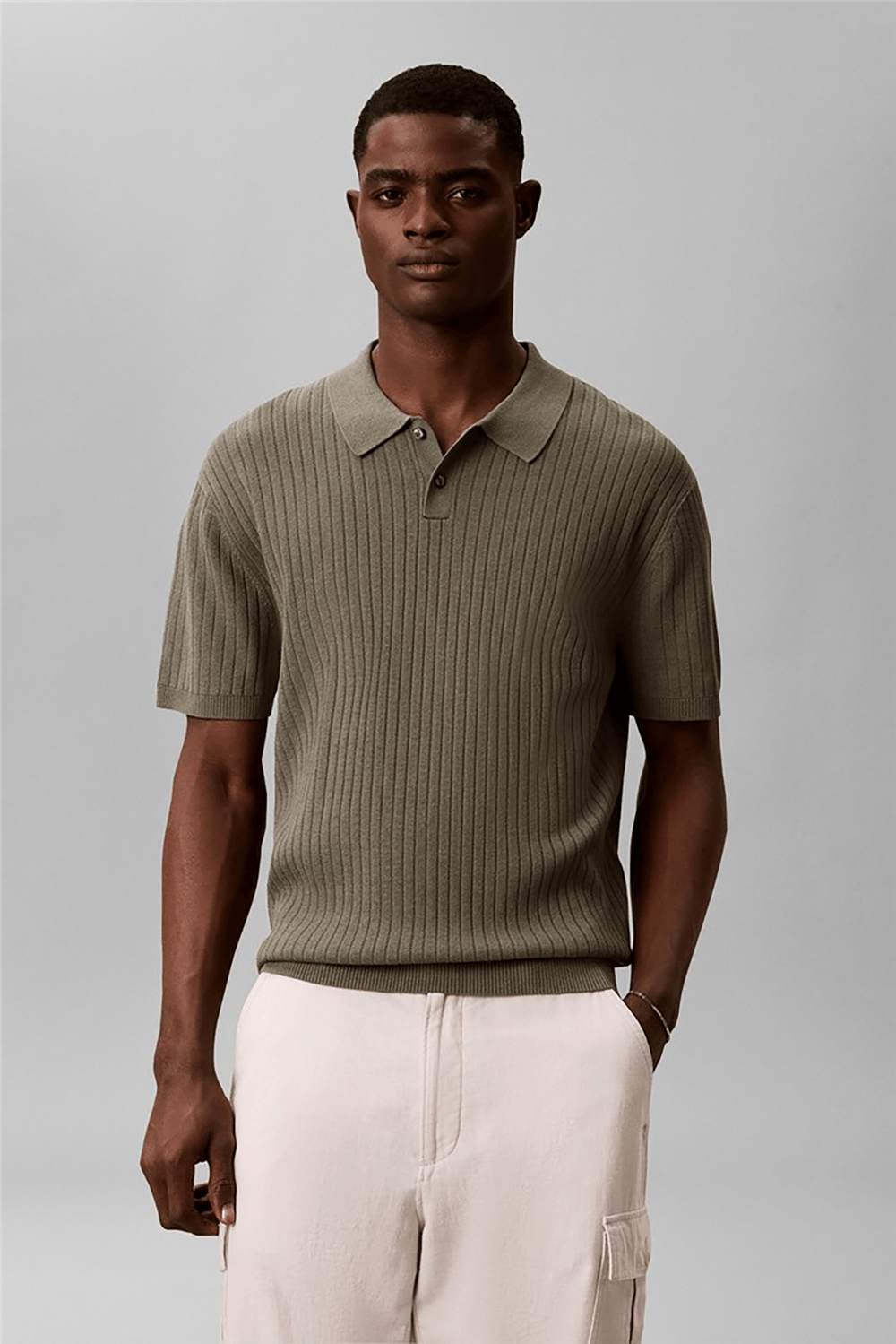 Calvin Klein Ss Lightweight Pattern Polo Swtr Erkek Triko Yeşil