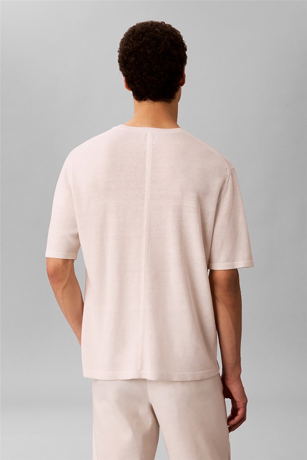 Calvin Klein Ss Linen Viscose Blend Crew Swtr Erkek Triko Beyaz